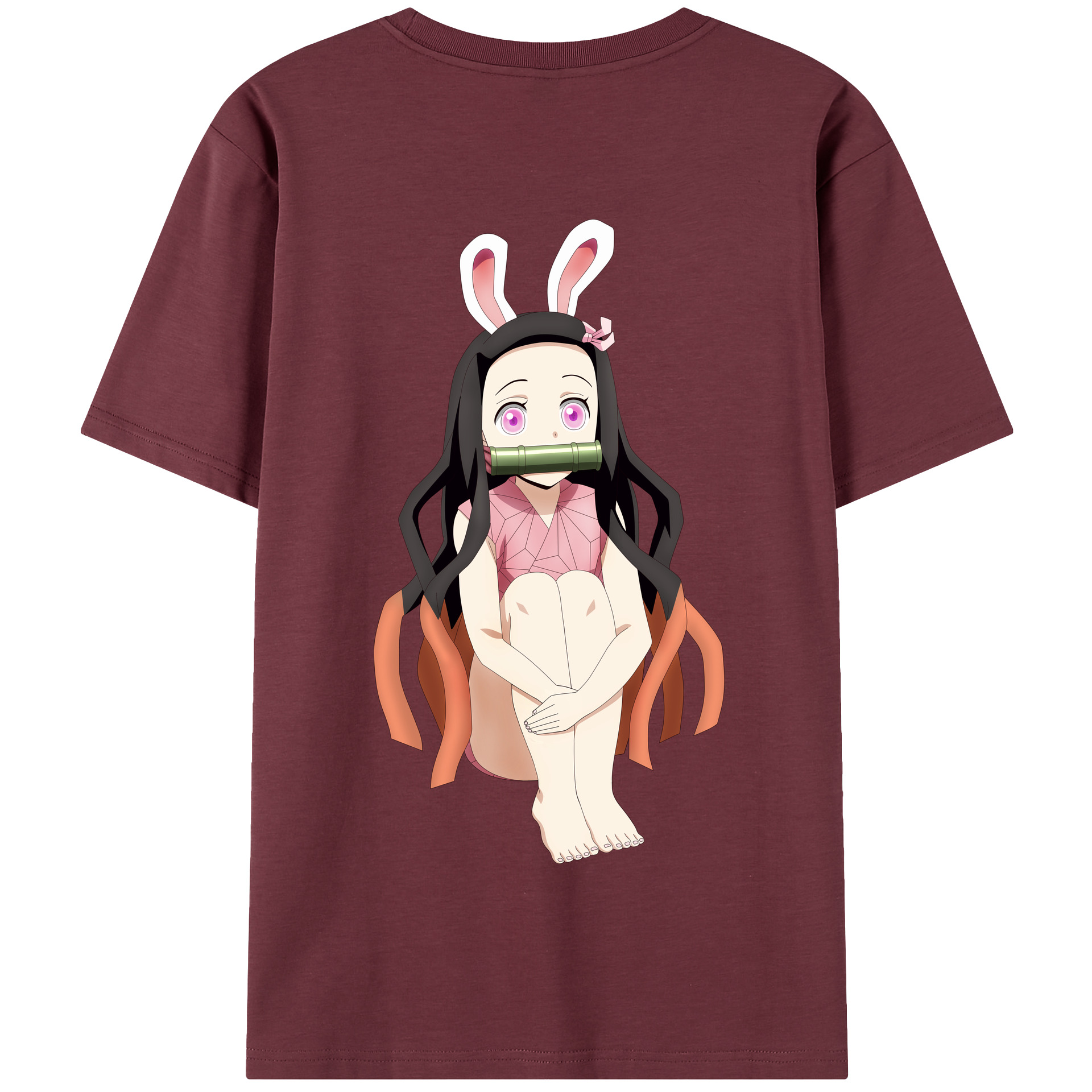 （画像用） 鬼滅の刃（きめつのやいば）竈門 禰󠄀豆子／かまど ねずこ Kamado Nezuko 綿100％半袖Tシャツ（背面プリント）